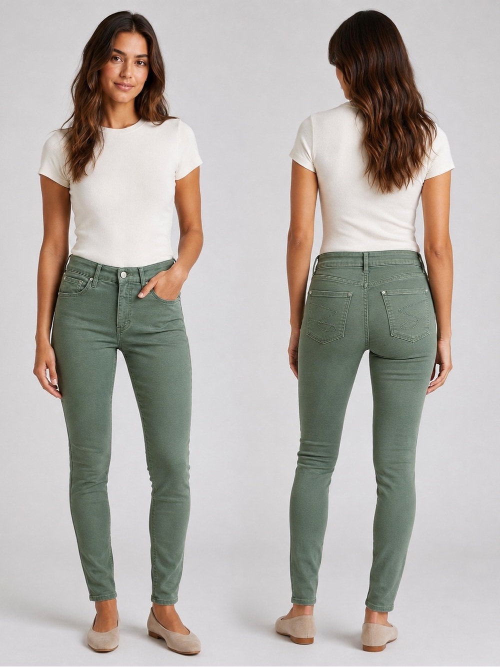 Seven7 High-Rise Skinny Jeans - Sage Green